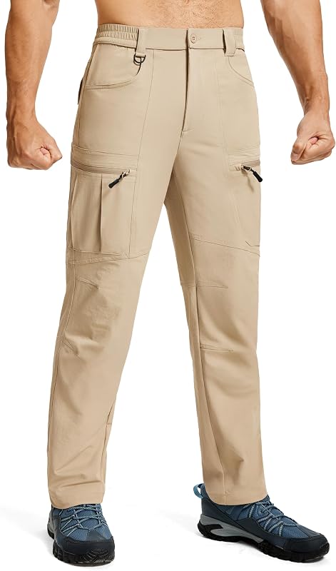 Men's Hiking Pants Lightweight Waterproof Nylon Cargo Work Pants Quick Dry Stretch Travel Fishing Pants 6 Pockets