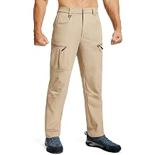 Mens Hiking Pants Lightweight Waterproof Nylon Cargo Work Pants Quick Dry Stretch Travel Fishing Pants 6 Pockets