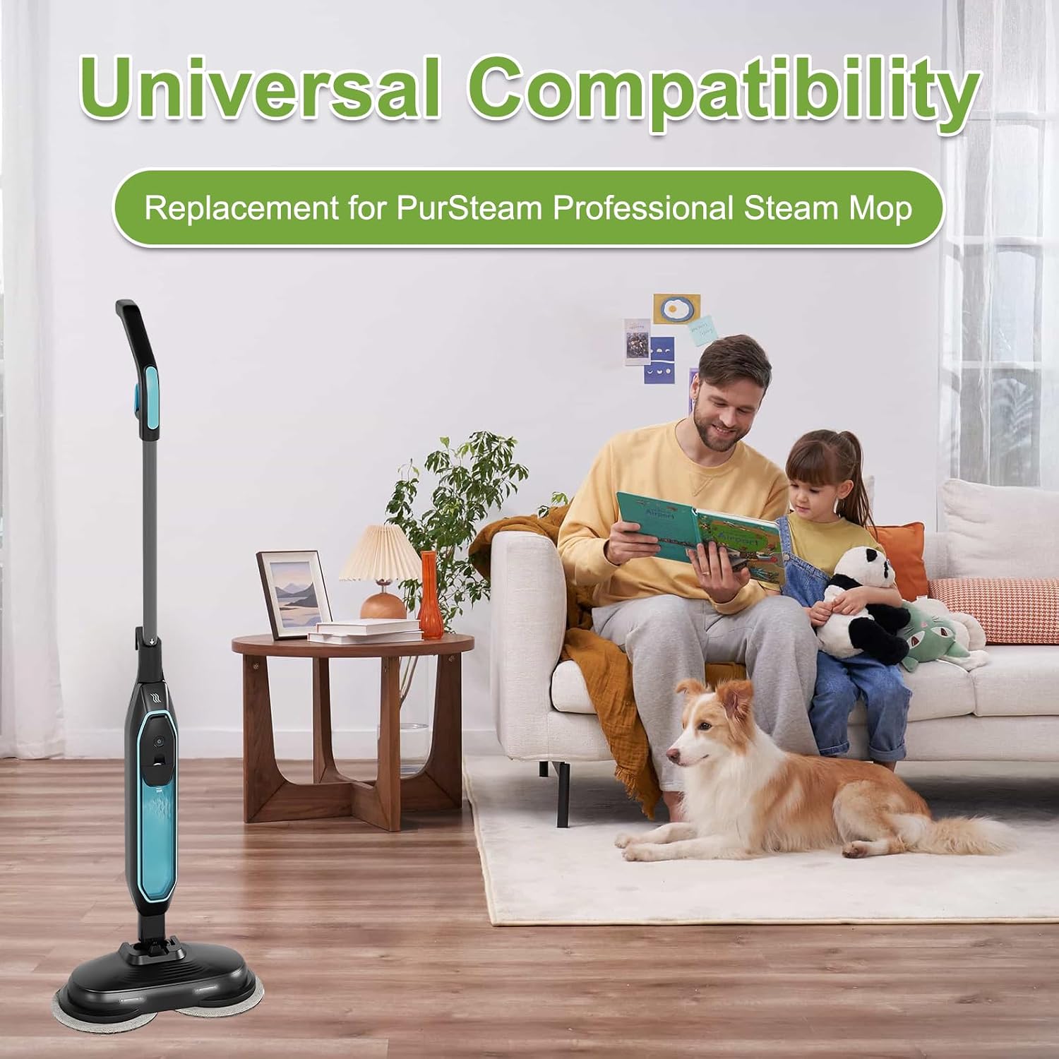6-Pack Washable Mop Pads Replacement for Pursteam ScrubMaster Steam Mop Cleaner etc – Complete Set for Polishing, Fine Cleaning, and Tough Scrubbing