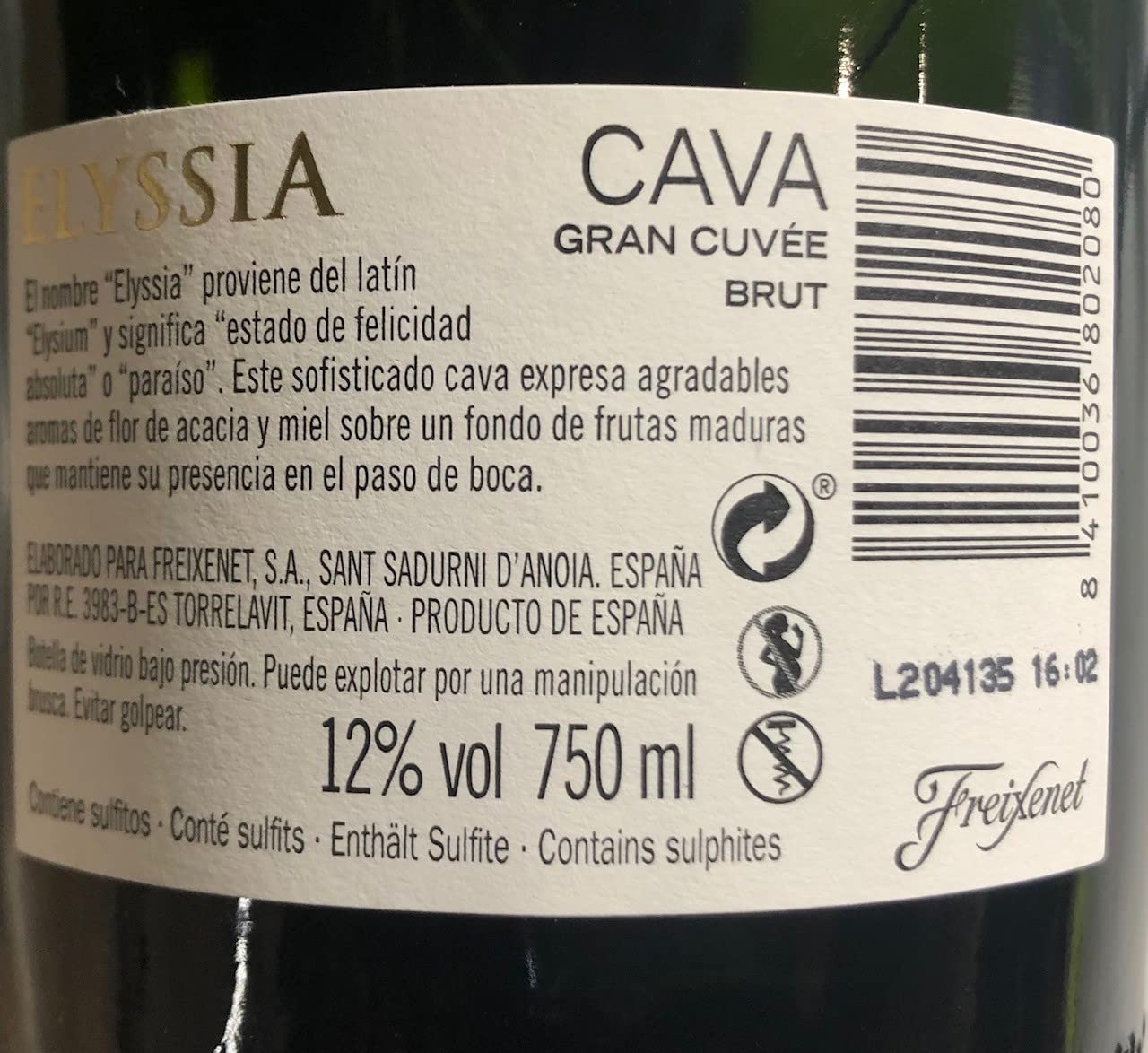 Freixenet Elyssia Gran Cuvee brut - Pack de 3 botellas - Total: 2250 ml