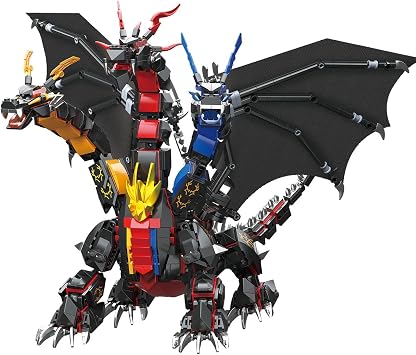 BDYDT Dragon Series Dark Three Headed Dragon King Building Blocks Set 1400PCS-Building Set Model Toys Gifts for Kid and Adult,Interesting Gifts for Dragon Enthusiasts