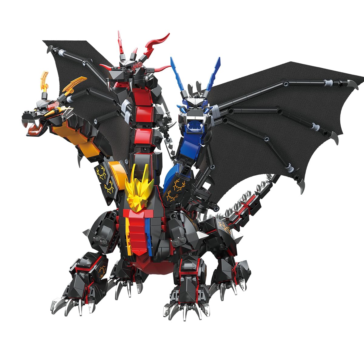 BDYDT Dragon Series Dark Three Headed Dragon King Building Blocks Set （1400PCS）-Building Set Model Toys Gifts for Kid and Adult，Interesting Gifts for Dragon Enthusiasts