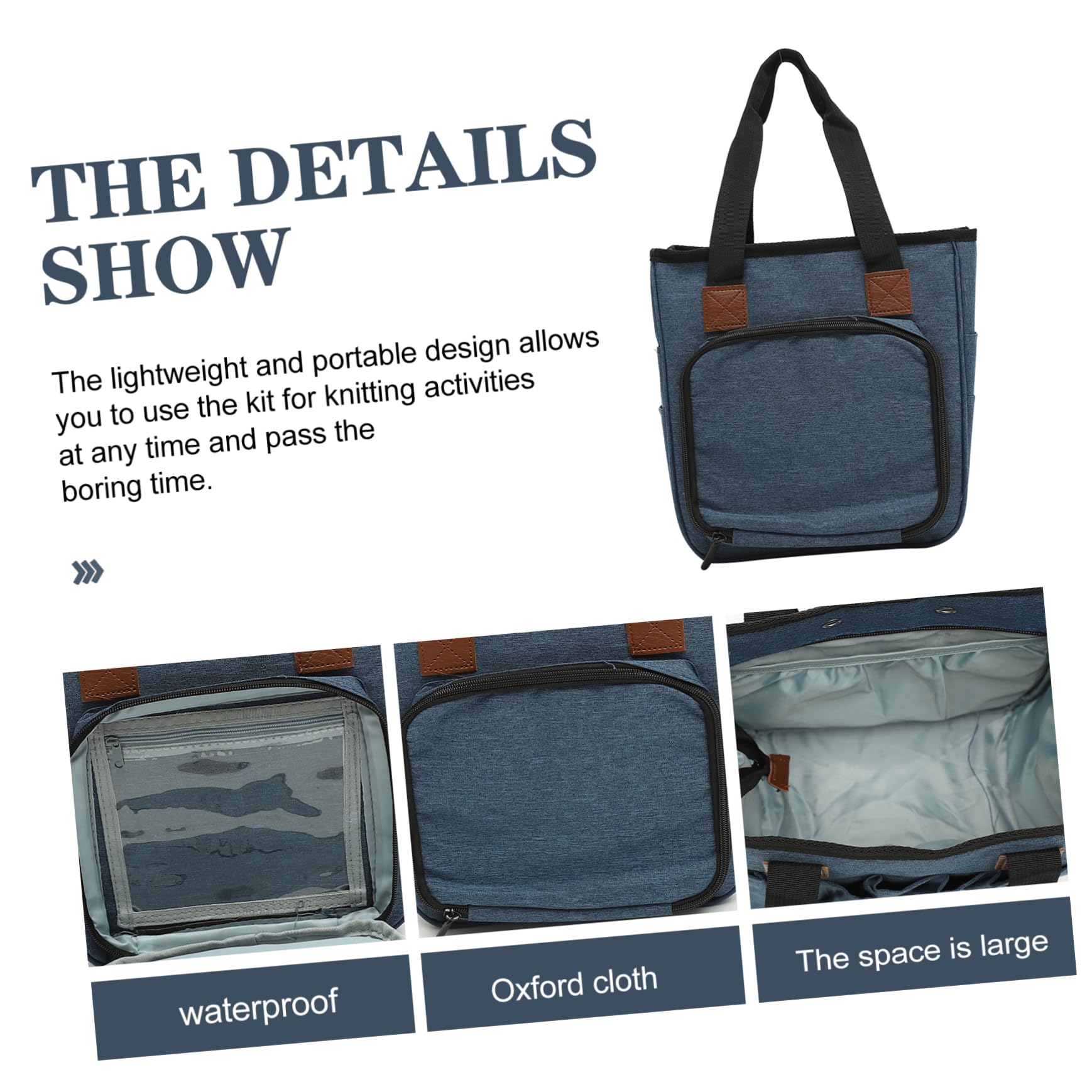 Anneome Garnstricktasche aus 600d Oxford Gewebe Leicht Blau für Stricknadeln und Kreuzstich Satz Praktisch für Handarbeiten