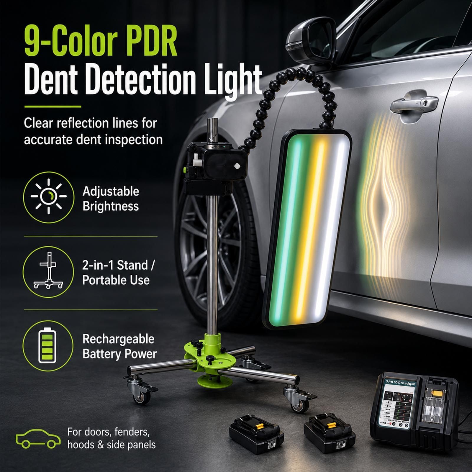 Pannello riflettente PDR con LED 9 colori e supporto regolabile