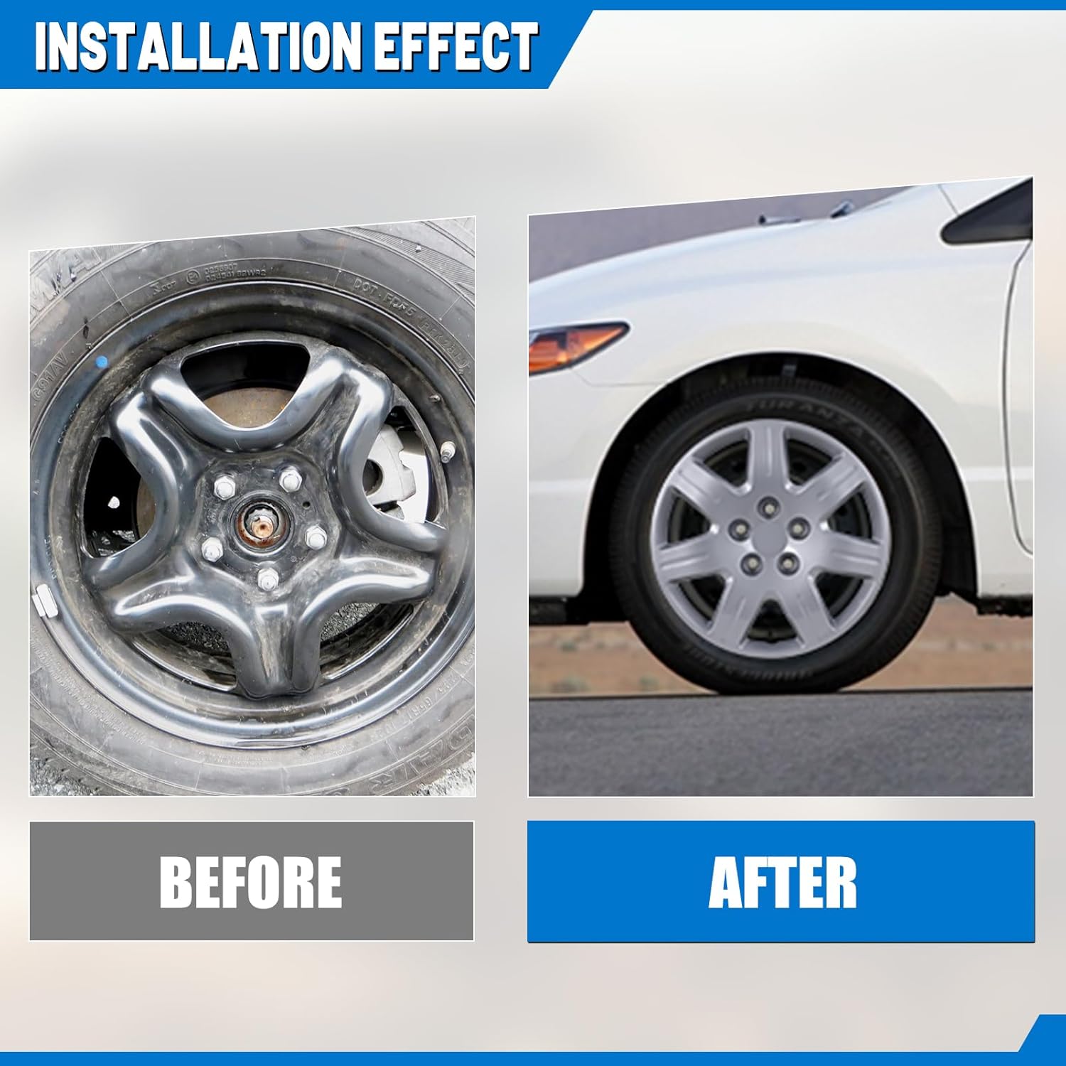 AUTOWIKI 16" Hubcap for 2006-2011 Honda Civic Wheel Rims Cover Compatible with Steel Wheels Bolt On Installation ABS+PC Material 1Piece 16-Inch Honda Civic Hubcap Lacquer 44733-SNE-A10