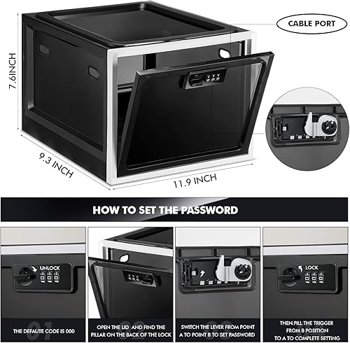 Miniatura 2 de Yalikop Caja con cerradura para medicamentos seguros Caja de almacenamiento transparente con cerradura para medicamentos, aperitivos, alimentos y