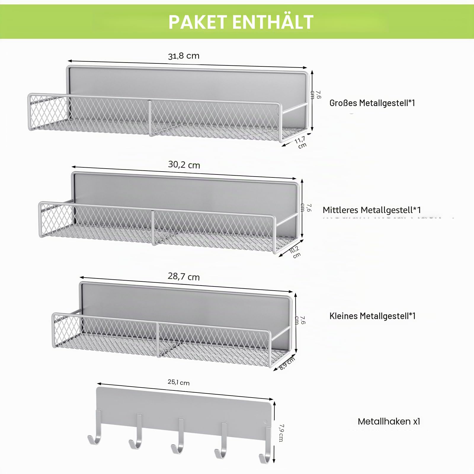 Magnetische Regale für Waschmaschine, robust, magnetischer Wäsche-Organizer mit Haken, Waschmaschinenregal für Kühlschrank, Metall-Aufbewahrungskörbe, Schrank und Waschküche, 4 Stück (grau)