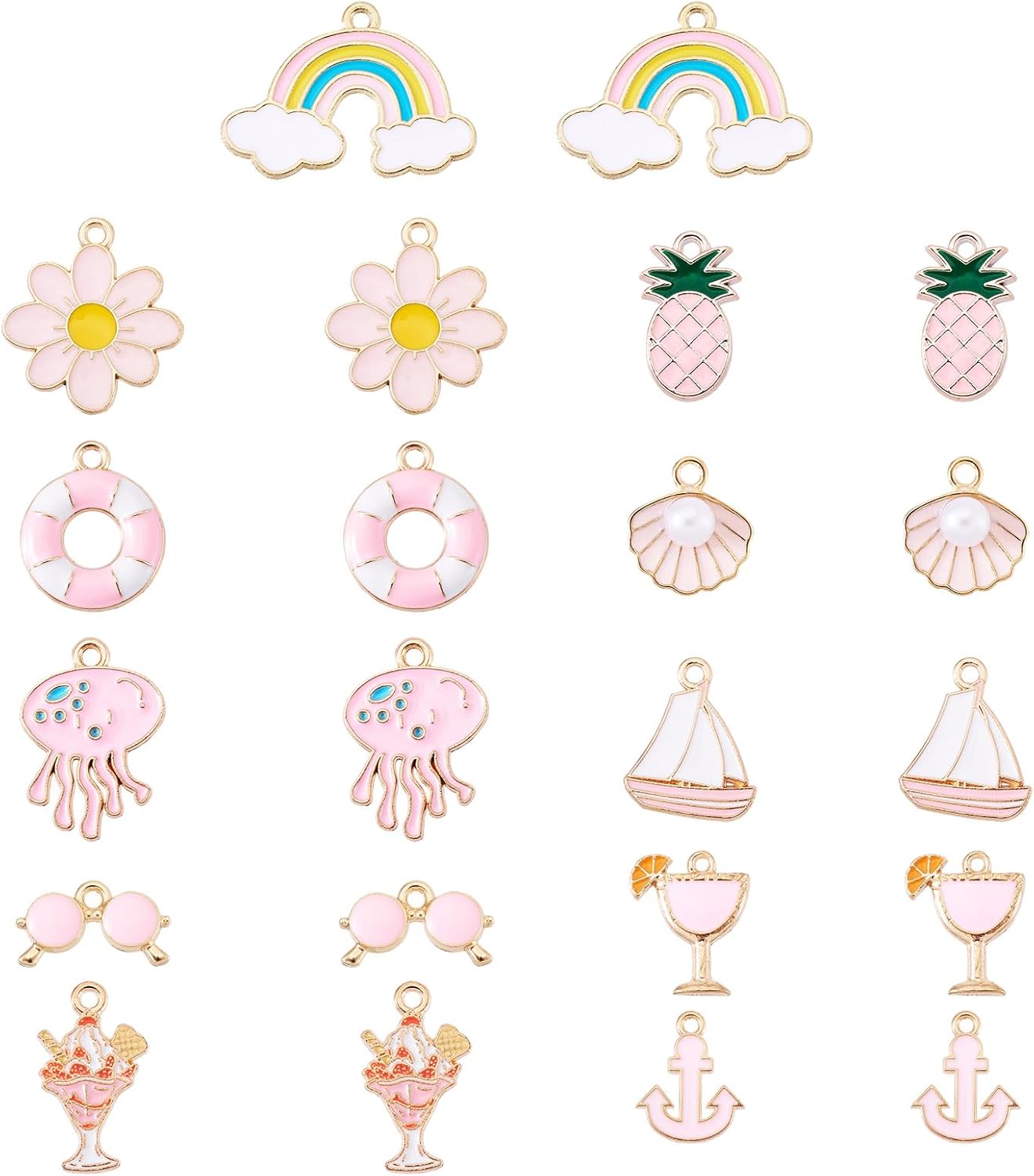 Craftdady Enamel Charms for Jewelry Making Alloy Dangle Pendants Cute Summer Charms for Spring Women DIY Necklace Earring Making - Image 8