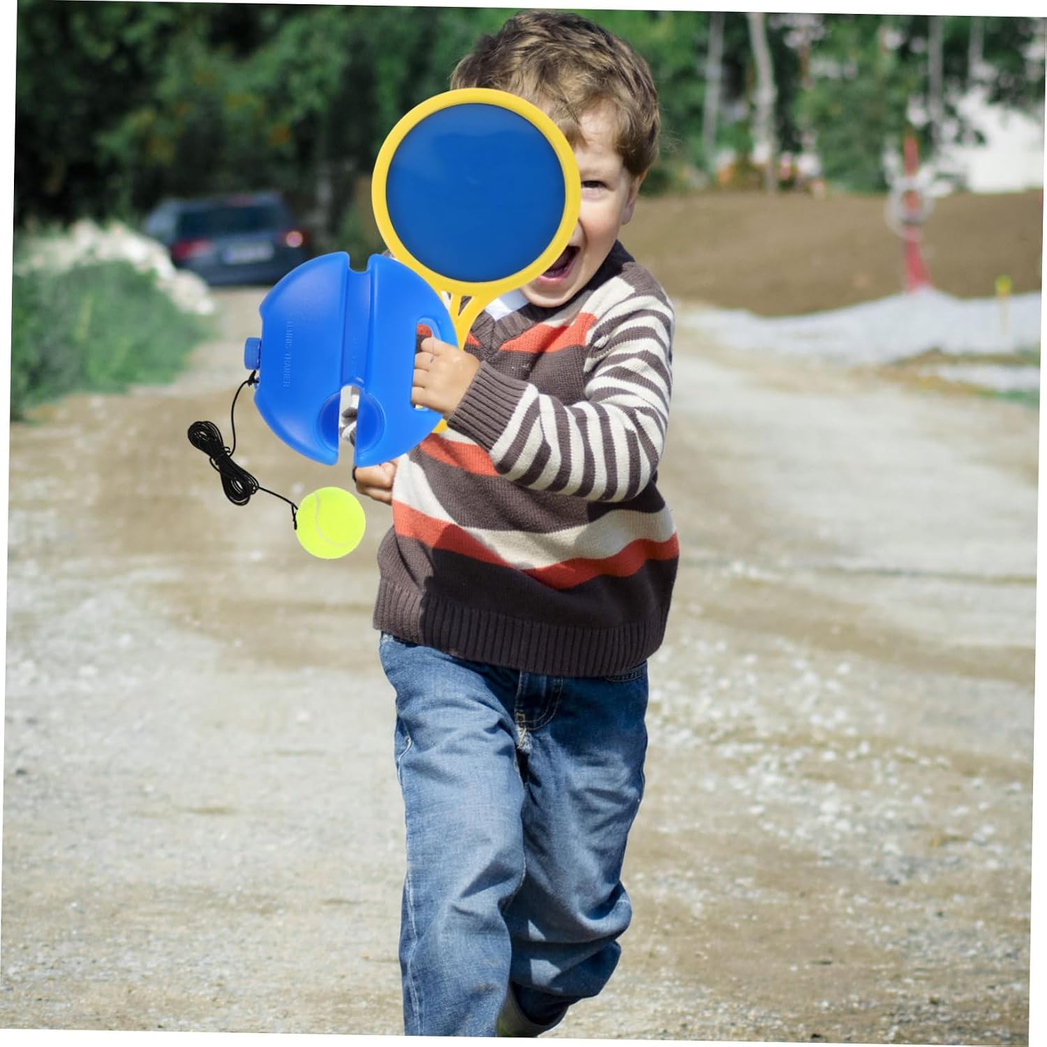 Yardwe Tennis Rebound Trainer with Base and String Portable Practice Equipment for Beginners Indoor Sports Training Device for Children and Adults