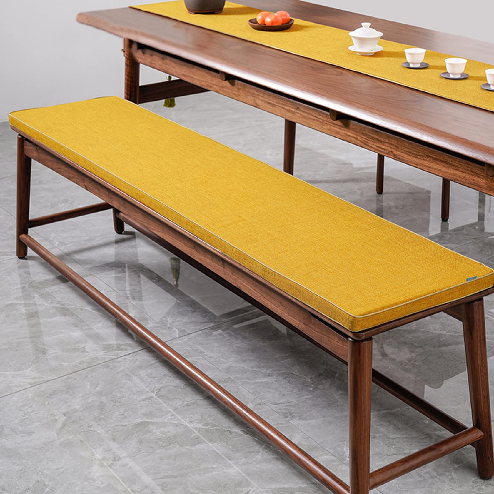 Custom Bench Cushion, High Density Memory Foam, Linen Washable, Non-Slip  Pad for Shoe Rack, Window, Piano, Dining (Custom Size, Yellow)