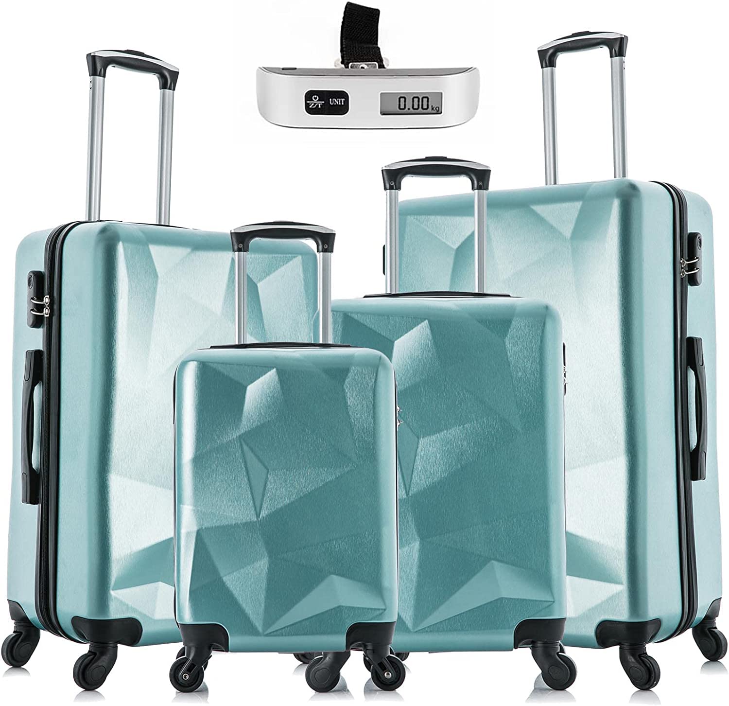 IcogetLuggage Sets 4pcs - ABS Hardshell Lightweight Luggage w/Secure TSA Lock - Suitcase Sets w/Spinner Wheels - 18”/20”/24”/28”- Green