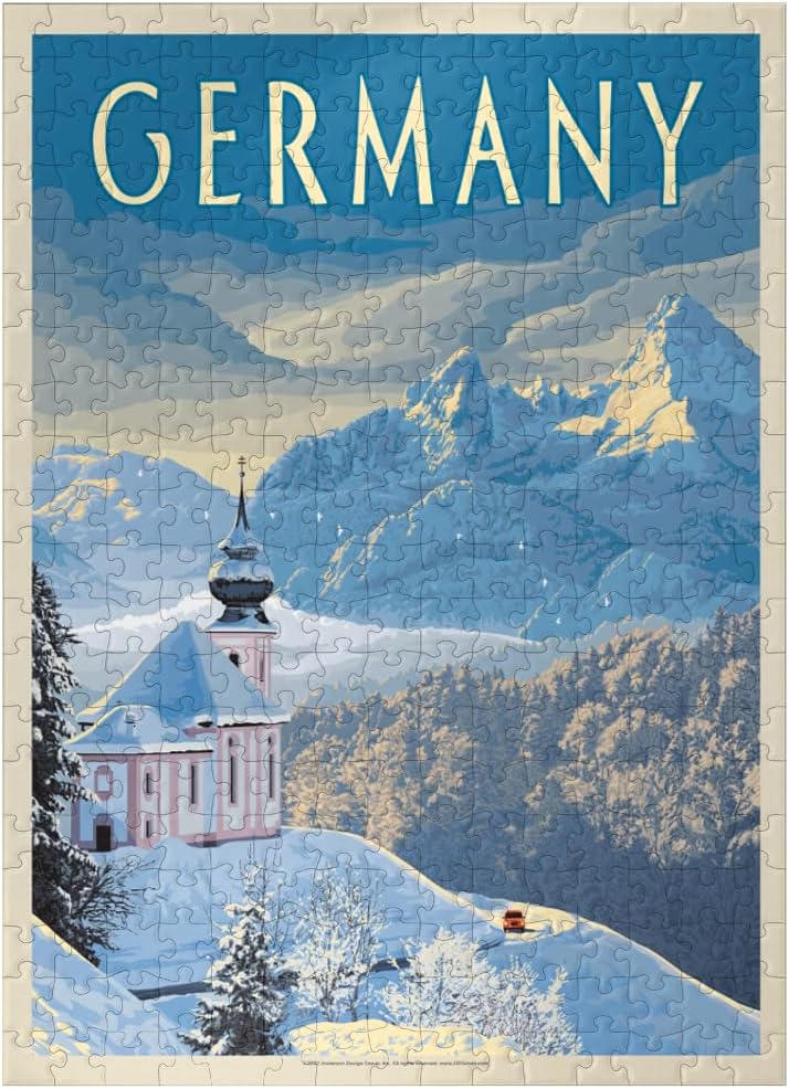 MyPuzzle Germany: Bavarian Alps, Vintage Poster - Premium 100 Piece Jigsaw Puzzle for Adults