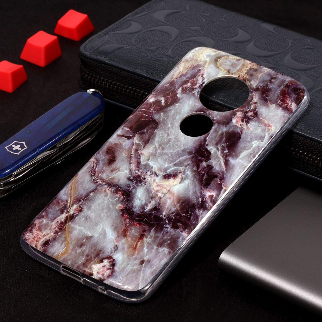 Coque Moto E5 marbre gris pour protection mobile stylée - 5