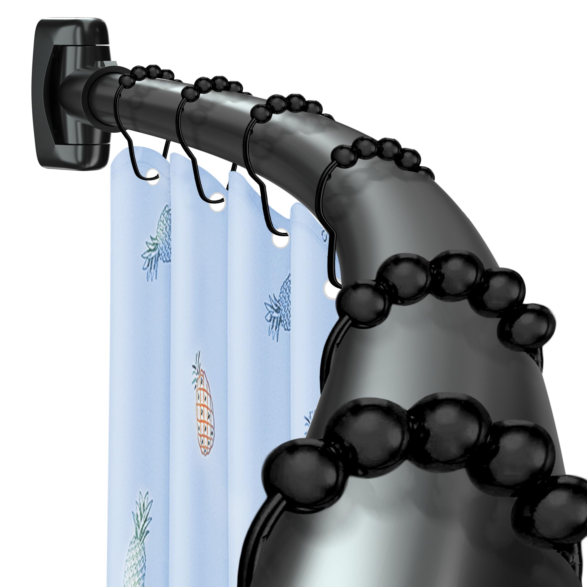 Black Curved Shower Curtain Rod,40-78 inches Adjustable Splicing Design Shower rod curved, Rustproof Curved Round Shower Curtain Rod for Bathroom, Premium Stainless Steel Need to Drill