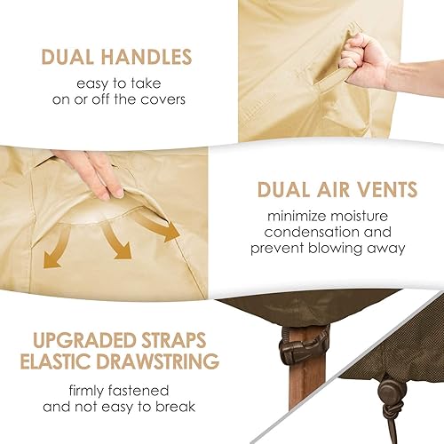 Miniatura 4 de Paquete de 2 fundas resistentes impermeables para sillas de patio al aire libre, ajuste universal, para sillas mecedoras giratorias al aire libre,