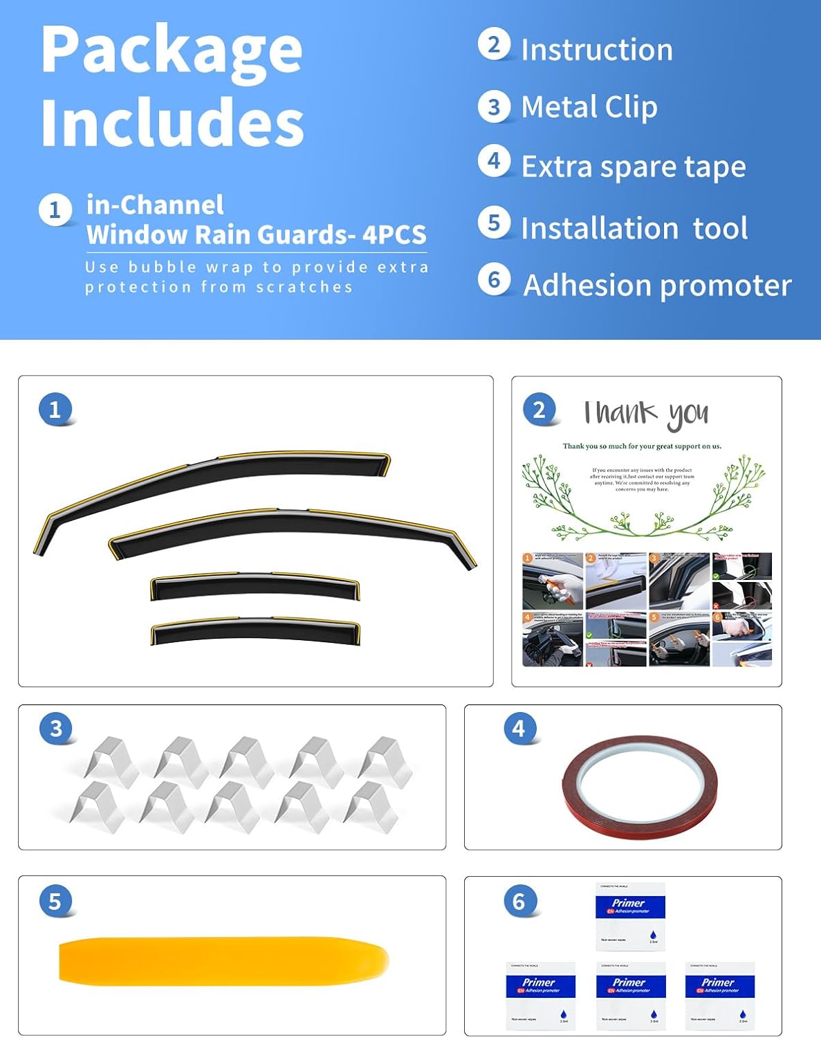 in-Channel Rain Guards Fit for Toyota Camry 2025-2026 Window Rain Guard Extra Durable Window Deflectors Window Vent Visors Vent Shades Exterior Car Accessories