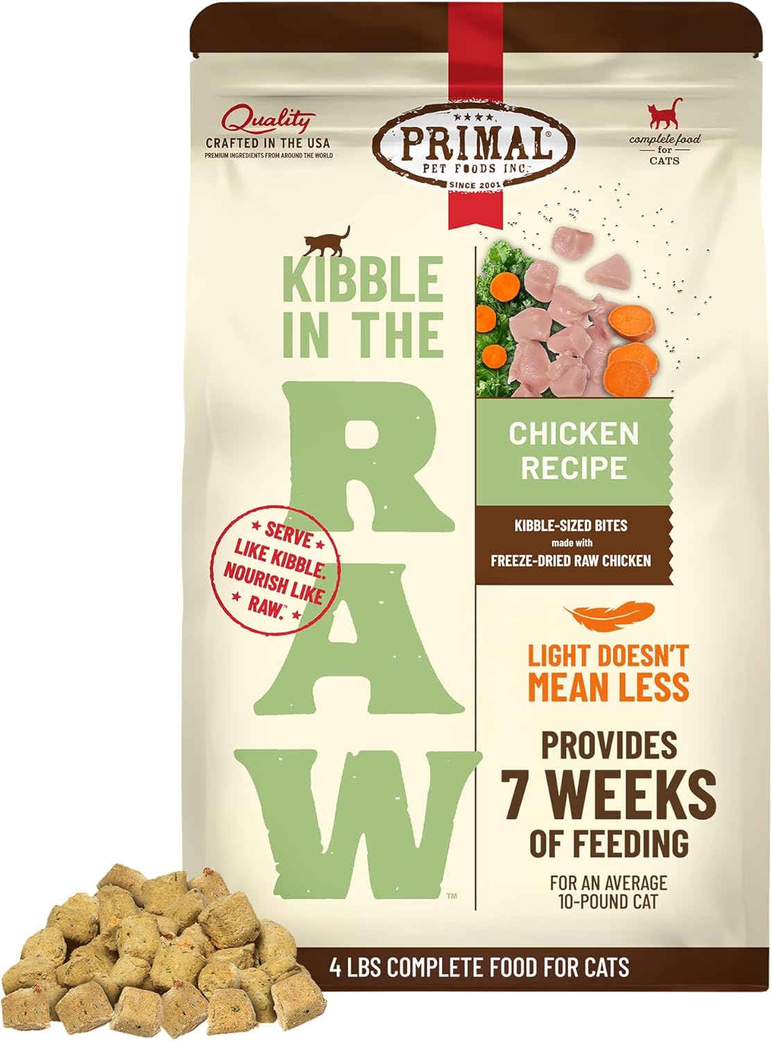 Primal Kibble in The Raw, Freeze Dried Cat Food, Chicken & Fish, Scoop & Serve, Made with Raw Protein, Whole Ingredient Nutrition, Crafted in The USA, Dry Cat Food, 64 Ounce (4 lb) Bag
