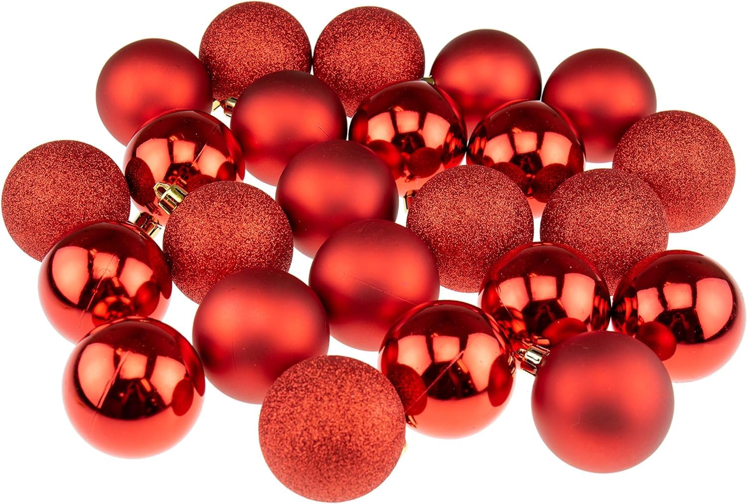 3cm 24pcs Christ mas Tree Decoration Balls Ornaments Hanging for Christmas Decorations Christ mas Tree Baubles - Shiny, Matte & Glitter Decorated Ornaments (Red) Pack of 24pcs