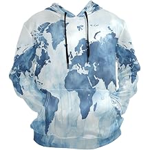 World Map Artwork Hoodies Hooded Athletic Sweatshirts 3D Print Hoodie for Girl Boy Men