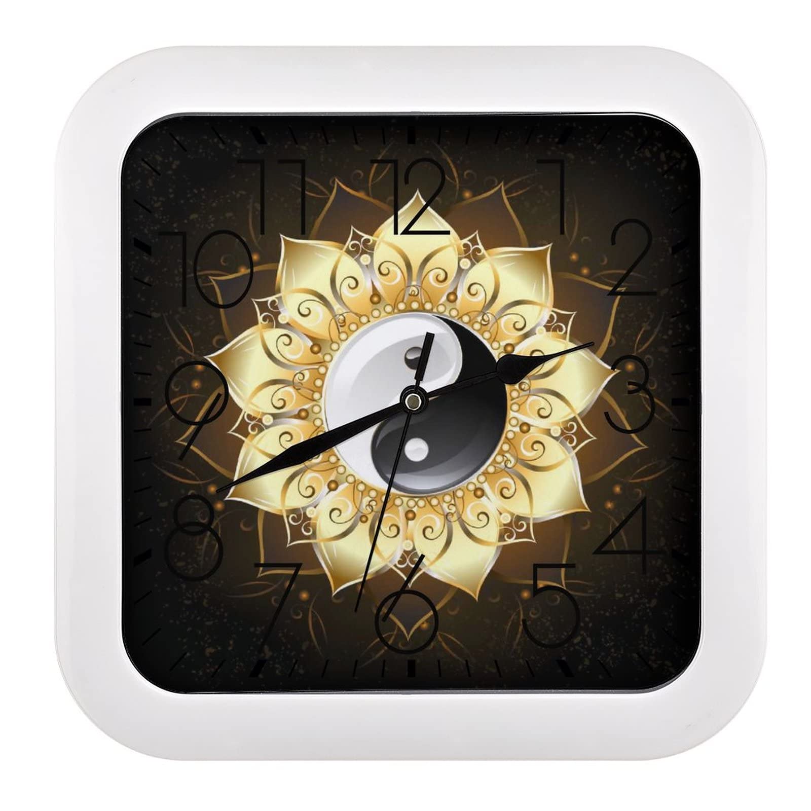 Pendule murale silencieuse moderne mandala d'or 26cm aux finitions luxueuses