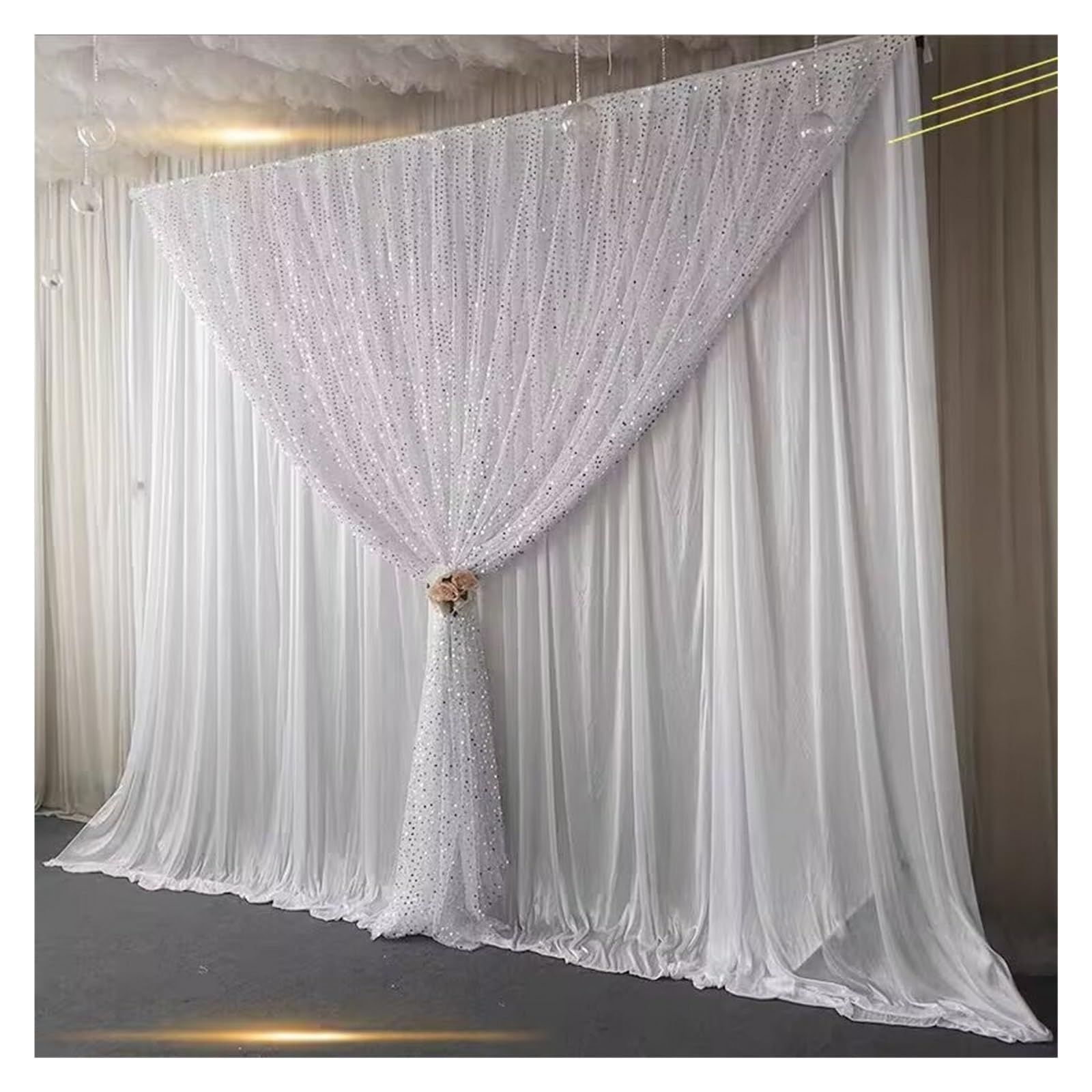 Cortinas de fondo lentejuelas brillantes Cabina fotos con purpurina