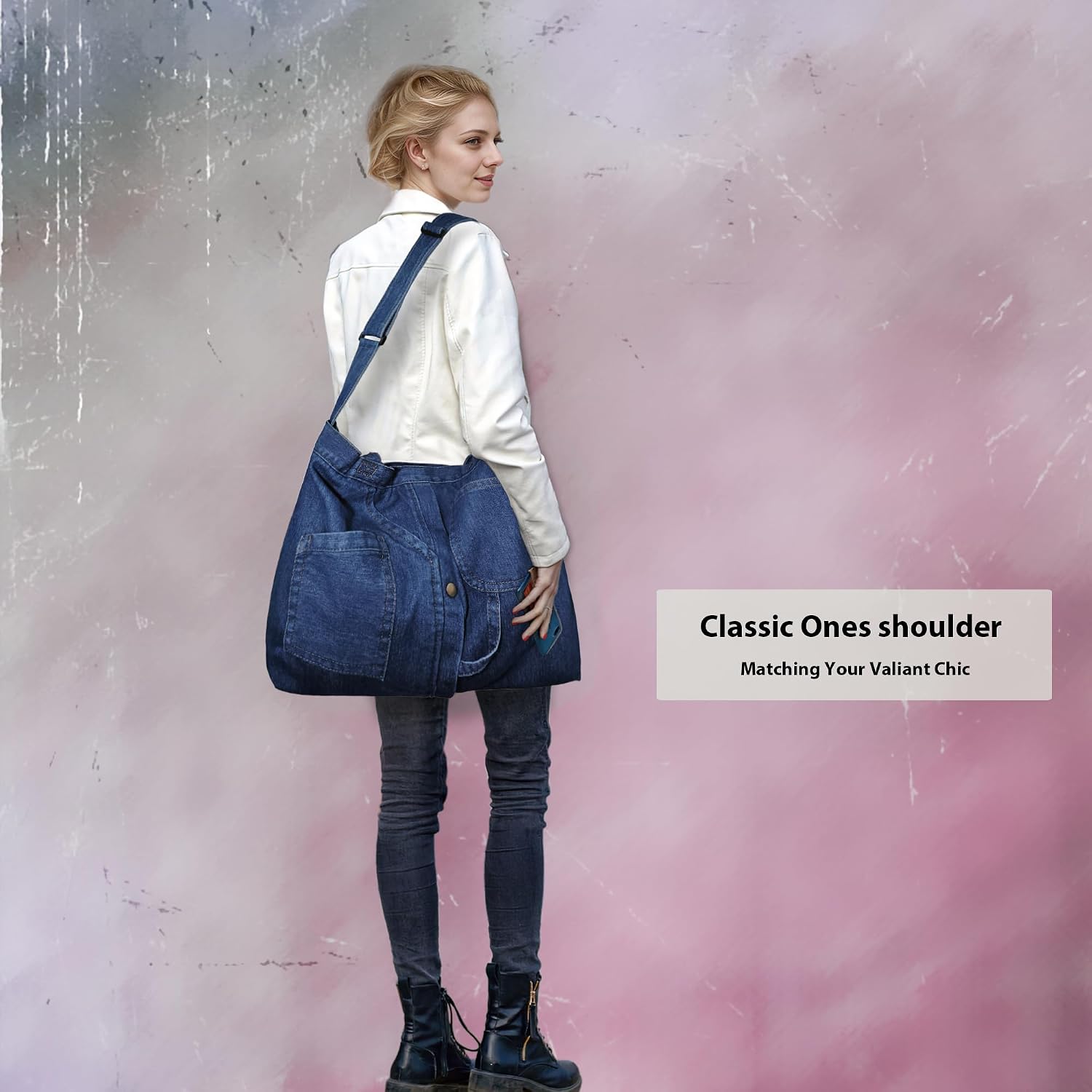 Women's Stylish Large Denim Crossbody Messenger Bag for Woman Spacious Jean Shoulder Purse Tote Hobo Bag | Stylish, Large, School, Spacious, Jean
