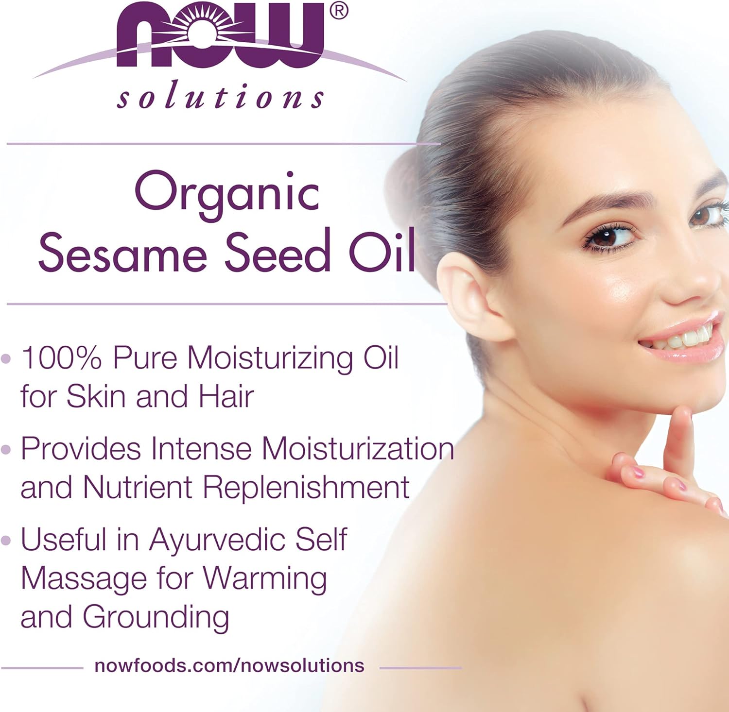 NOW Solutions, Organic Sesame Seed Oil, 100% Pure Moisturizing Oil for Skin and Hair, with Vitamins, Minerals and Phytonutrients, 8-Ounce (Pack of 5)