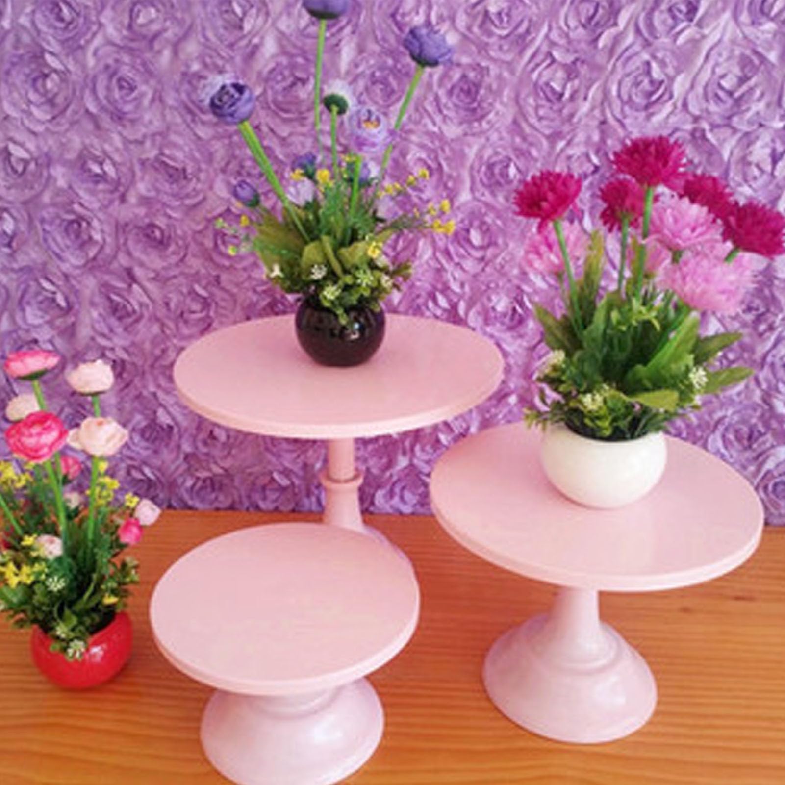Set di Alzate per Torte da 3 Pezzi, Set di Espositori per Tavolo da Dessert con Alzata per Dolci, Set di Supporti per Cupcake in Metallo, Vassoi per Dolci Torri da Dessert (Rosa)