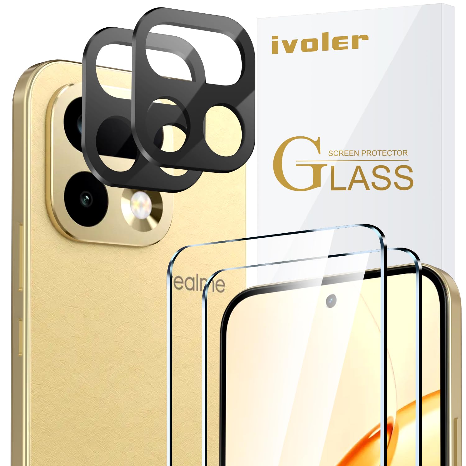 ivoler Szkło Hartowane do Realme 16 Pro 5G, 2 Sztuki Szkła na Ekran + 2 Sztuki na Aparat, Twardość 9H, HD Clear, Odporne na Zarysowania i Bąbelki