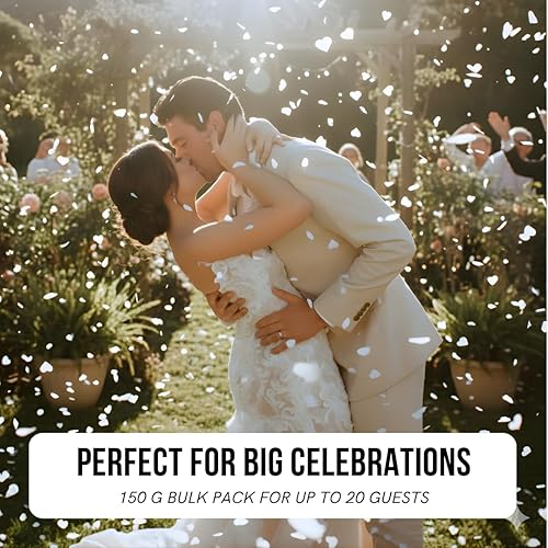 Miniatura 5 de Papel de arroz soluble en agua, confeti blanco en forma de corazón, 28000 piezas, 5.29 oz de confeti biodegradable, corazones para enviar fuera al