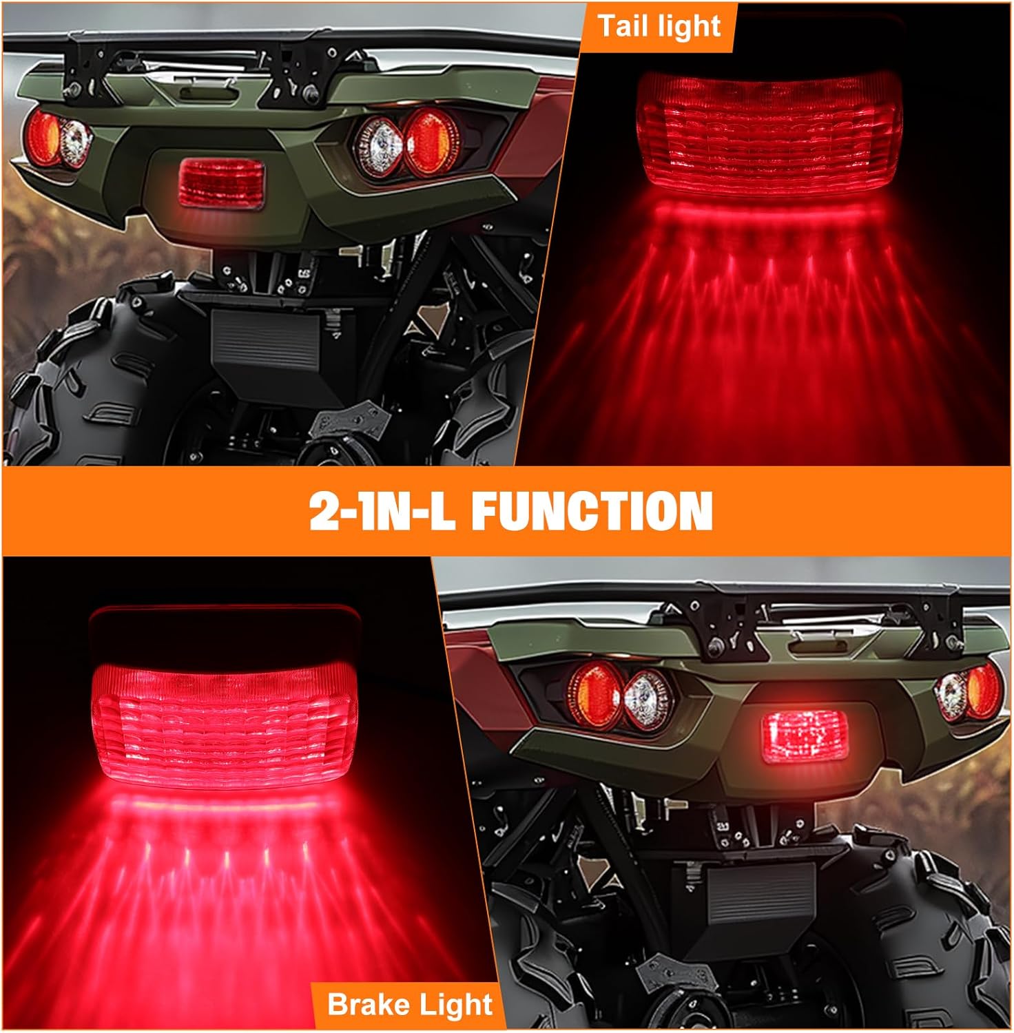 JMTBNO ATV Led Tail Light Red Lens Rear Brake Tail Light Running Light Compatible with Yamaha Rhino Kodiak Grizzly Big Bear Bruin Wolverine Viking 5KM-8472C-10-00