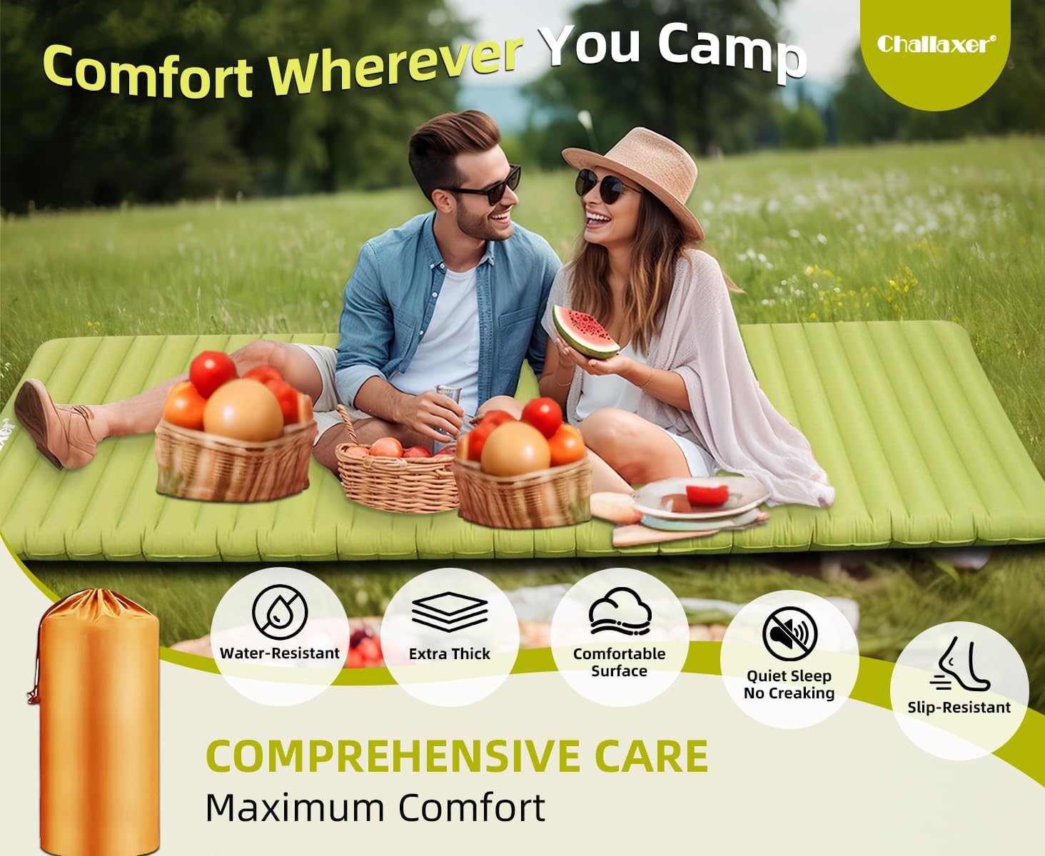 Ultralight Inflatable Sleeping Pad for Camping and Backpacking, 72x26 inches, 3.62-inch Thickness, Waterproof & Easy Inflation, Lightweight Sleeping Pad for Outdoor Adventures