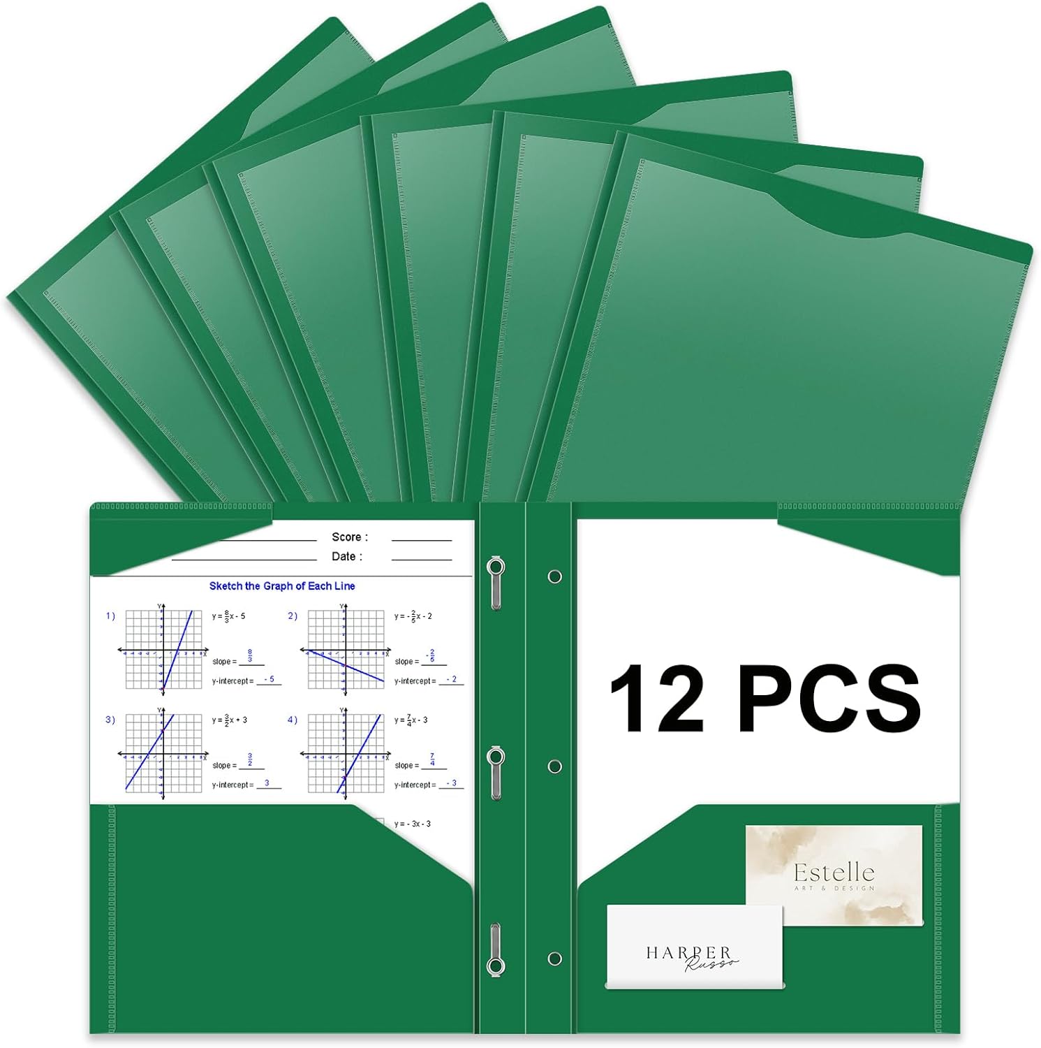 Briartw Heavy Duty Plastic Pocket Folder with Prongs for Letter Size Paper - 12 Pack Red File Folder with Clear Front Pocket - 2 Pockets and 3 Prongs,As Well As 2 Card Slots - Pocket Folders