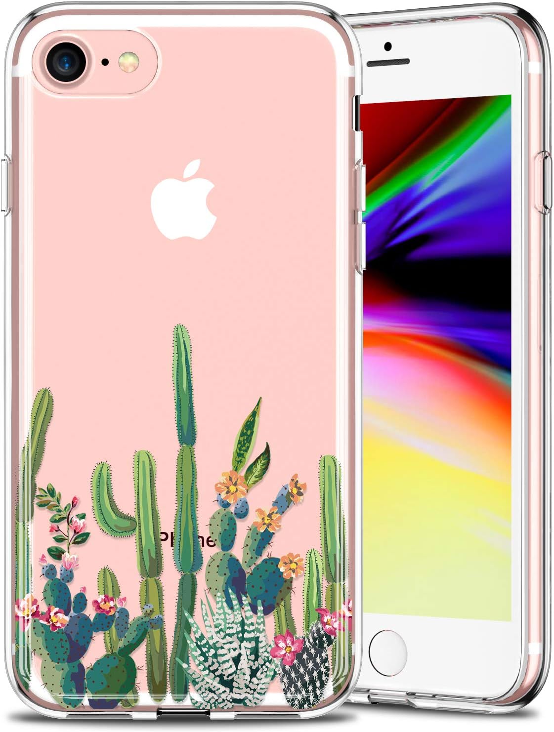 LUMARKE iPhone SE2 Case 2020,iPhone 7 Case,iPhone 8 Clear Case with Design for Girls Women,Soft Rubber Silicone Cover Protective Phone Case for iPhone 7/iPhone 8/New iPhone SE2