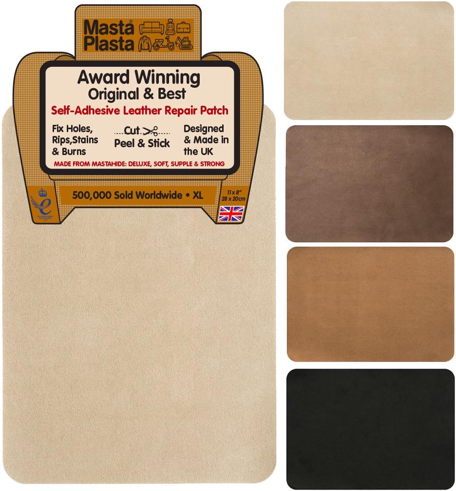 MastaPlasta Self-Adhesive Suede Patch for Repairing Sofas Car Seats, Jackets