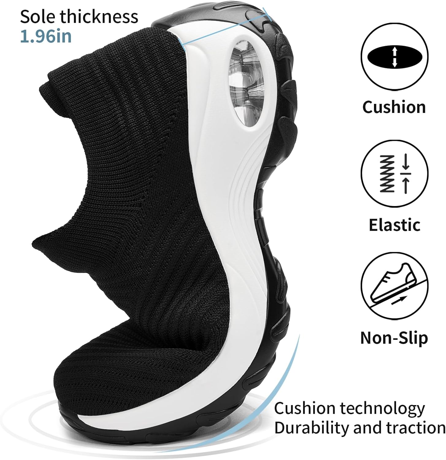 Walking Shoes Women Slip On Sock Sneakers Mesh Non Slip Shoes Air Cushion Platform Loafers - Image 2