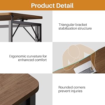 JOYMOOP 80 x 40 cm Folding Desk - Brown, No Assembly Small Foldable Desk for Home, Office, Wooden Top Folding Computer Desk for Working, Writing, Studying