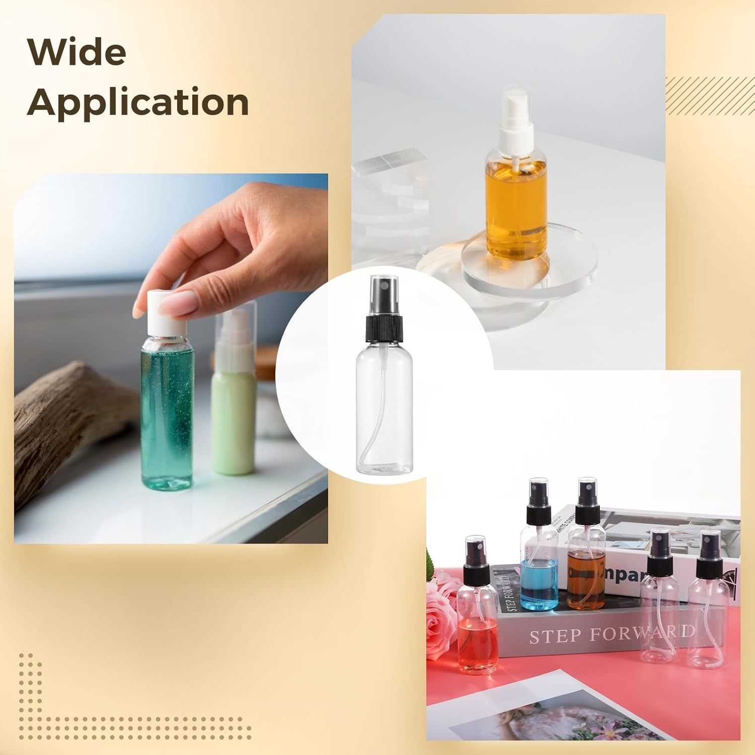100 PCS Small Spray Bottles 2 oz Bulk - 60 ML Transparent PET Spray Bottles with Black Mist Nozzle Travel-Size, Convenient for Samples Office Home Use