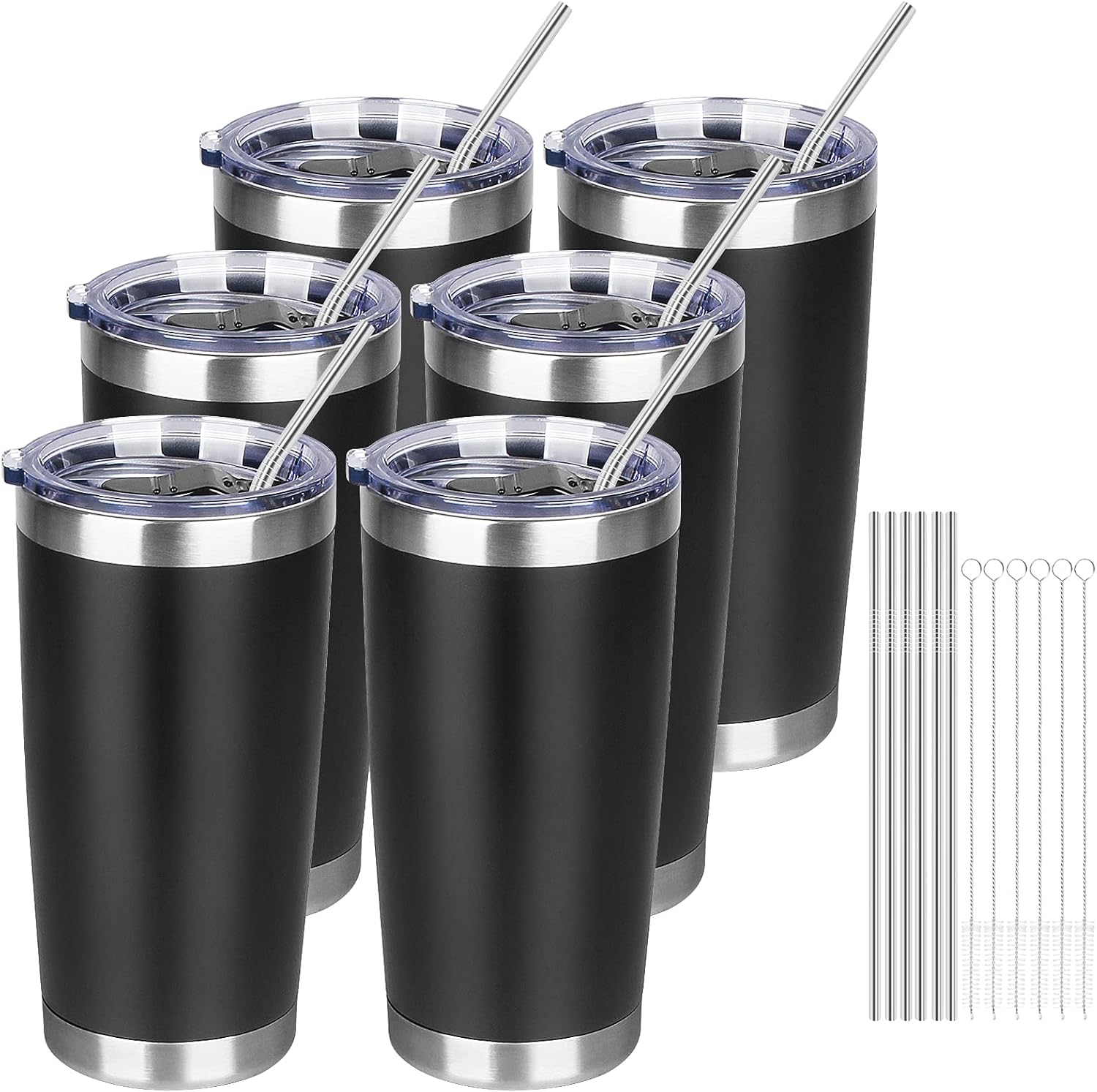 MEZMUT 6 Pack Insulated Tumblers with Lids and Straws 20oz