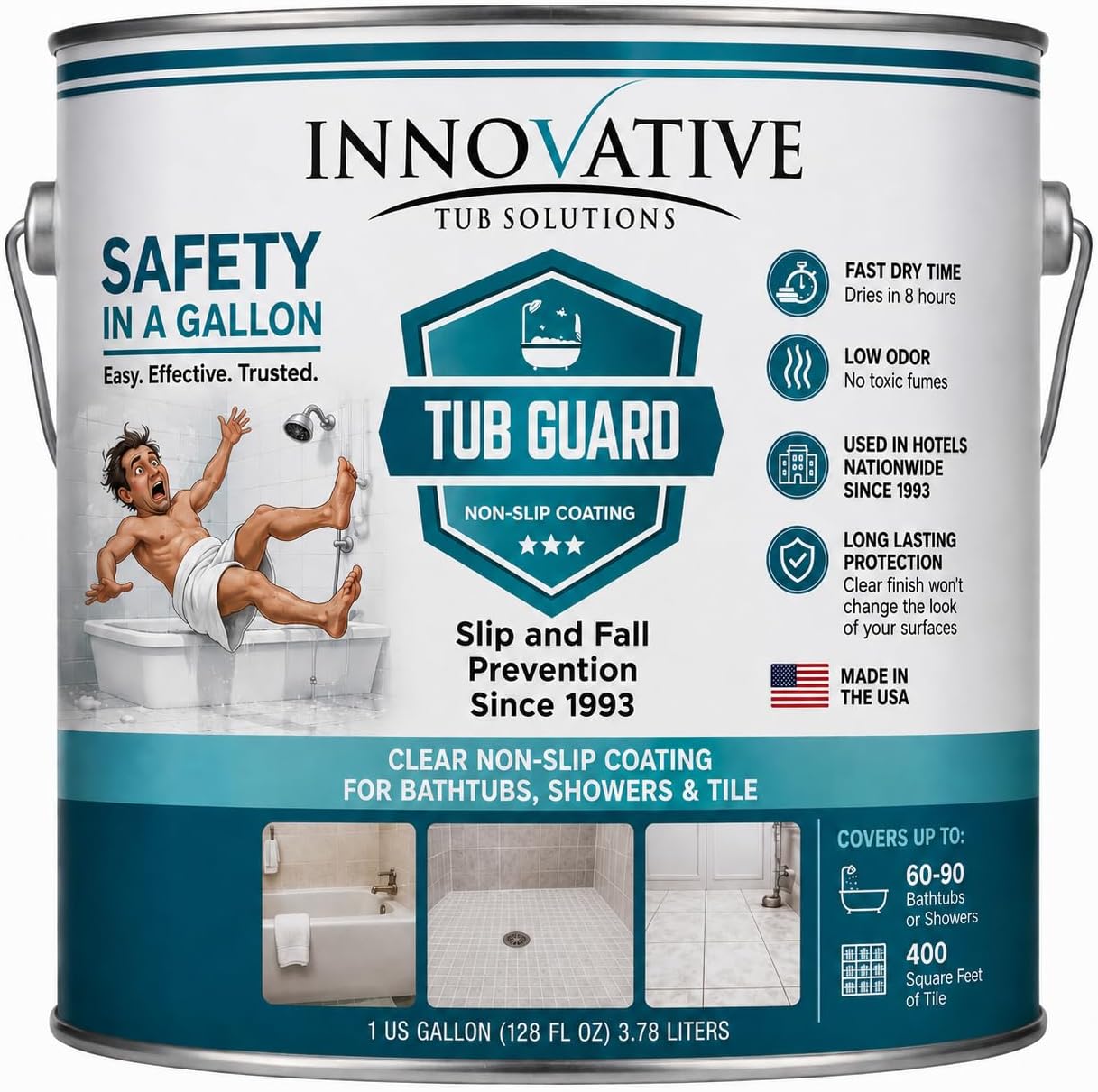 Tub Guard Clear Tub Grip & Shower Anti Slip Coating, 1 Gallon (90 Tubs)