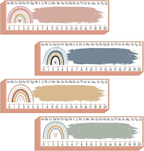 48 etiquetas de nombre autoadhesivas para escritorios de estudiantes en el aula, placas de identificación de arcoíris bohemio para escritorios,