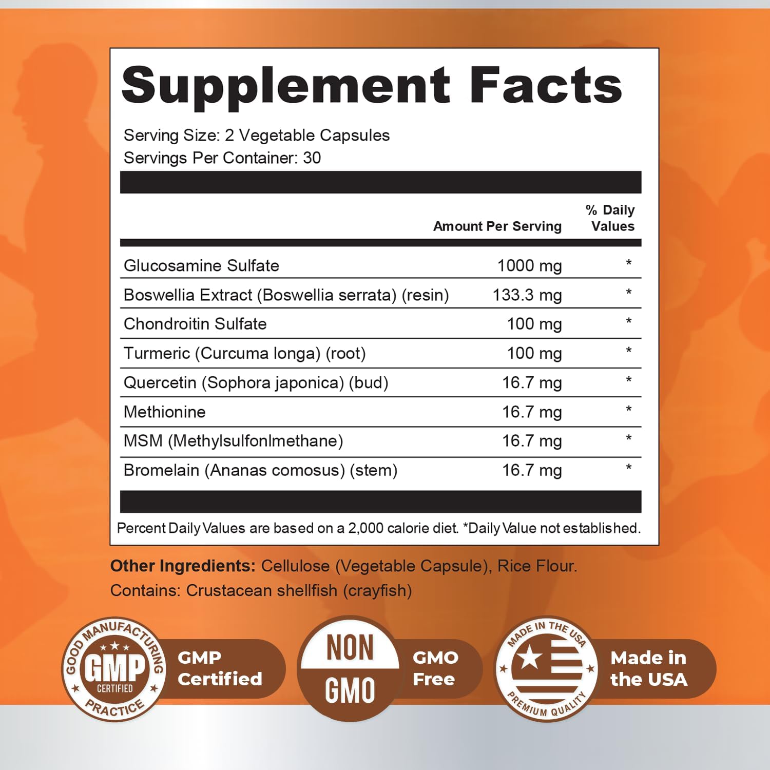 Feilaira – Natural Joint Support Supplement with Glucosamine, Chondroitin, Boswellia, Turmeric & MSM – Non-GMO Formula – Made in USA – 60 Capsules, 30 Servings, 1 Month Supply