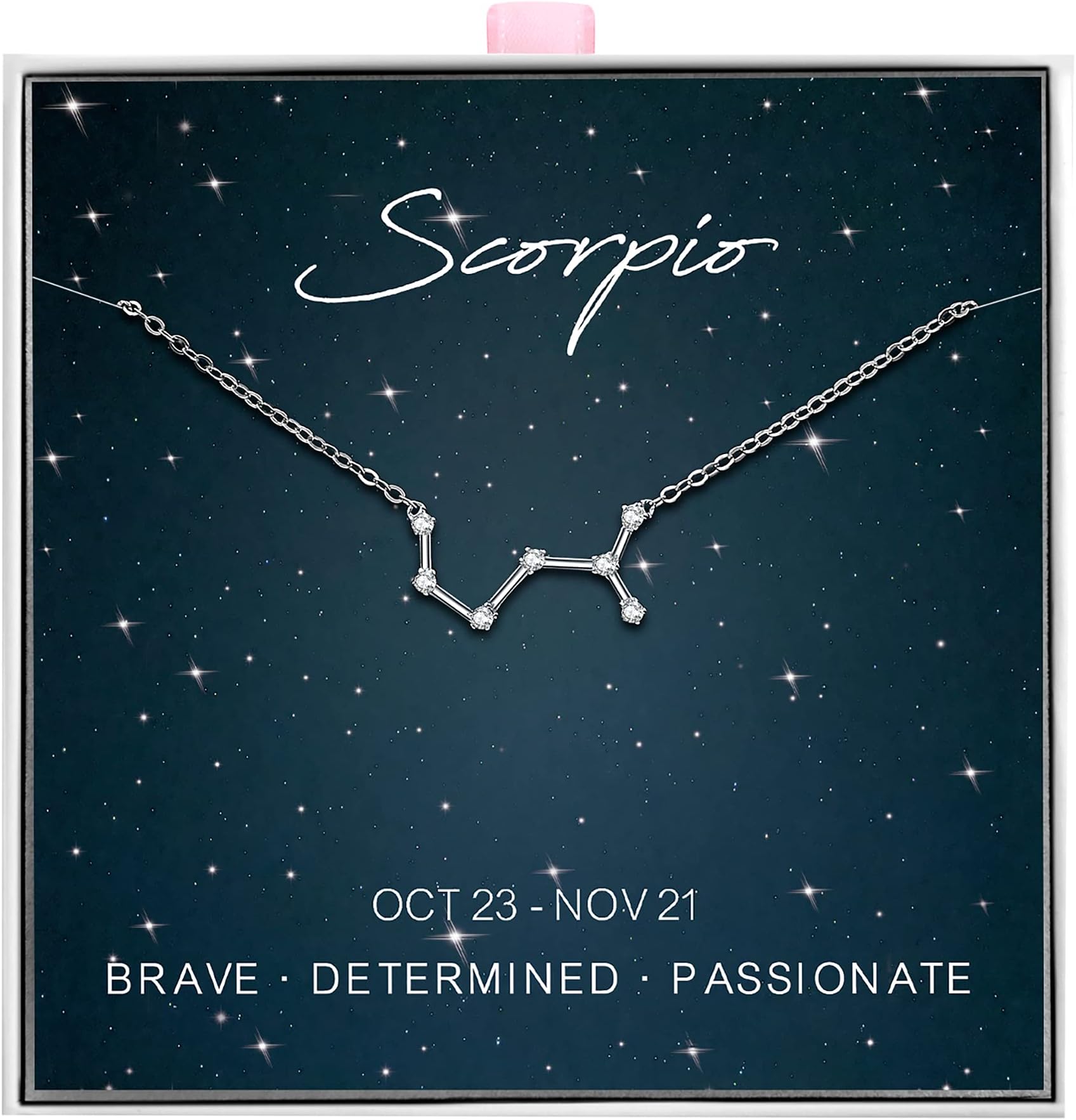 ALoveSoul925 Sterling Silver Constellation Horoscope Zodiac Necklace, Gift for Women Girls