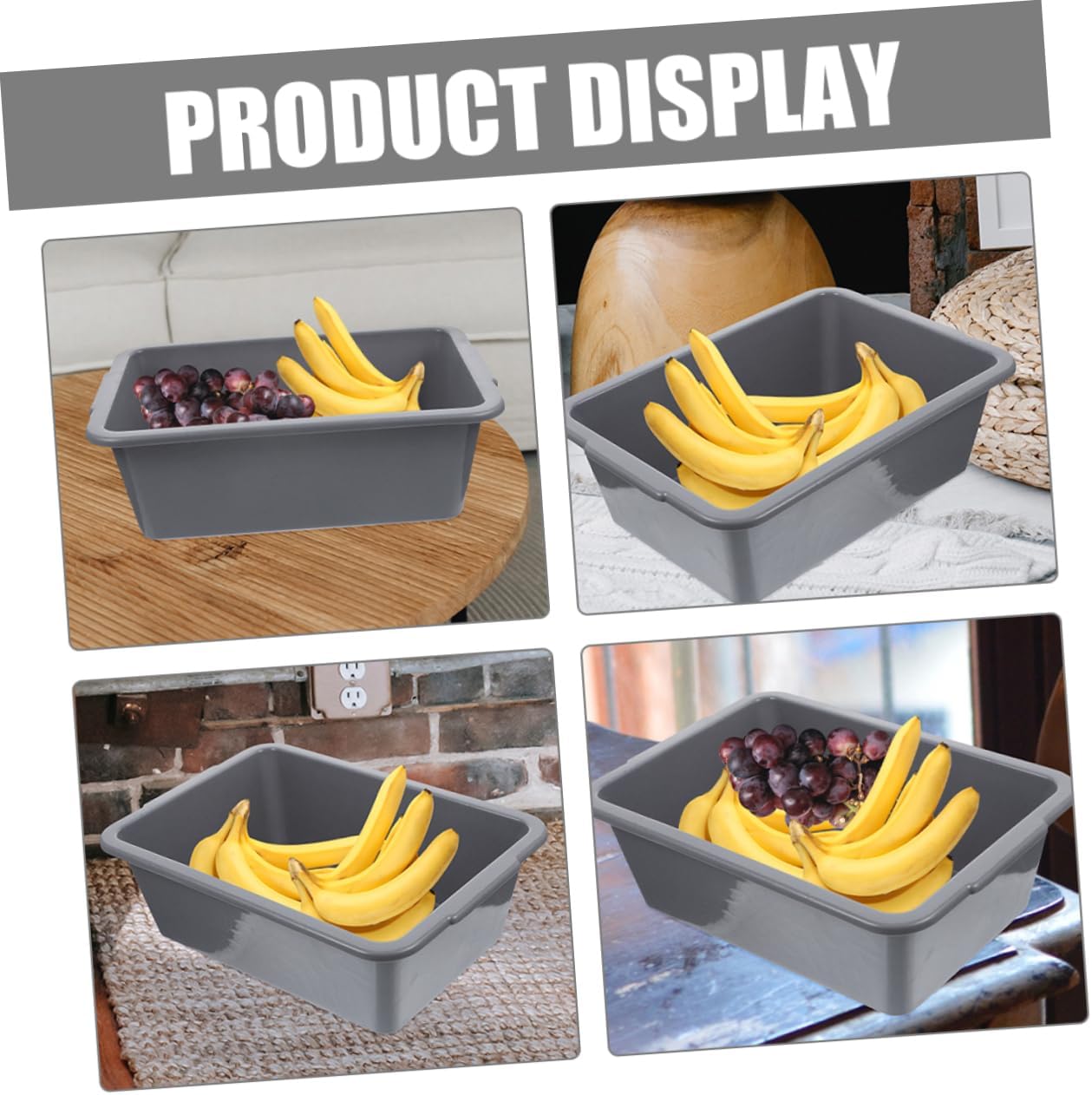 ABOOFAN 2Pcs Plastic Multifunctional Utility Tub for Home Restaurants Sturdy Storage Container for Food Bowls and Sundries Space Saving Design