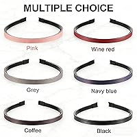 Vista 4 de WILLBOND 6 piezas de diadema de cuero delgada cubierta de plástico para el cabello, bandas para el cabello de color sólido simples para mujeres