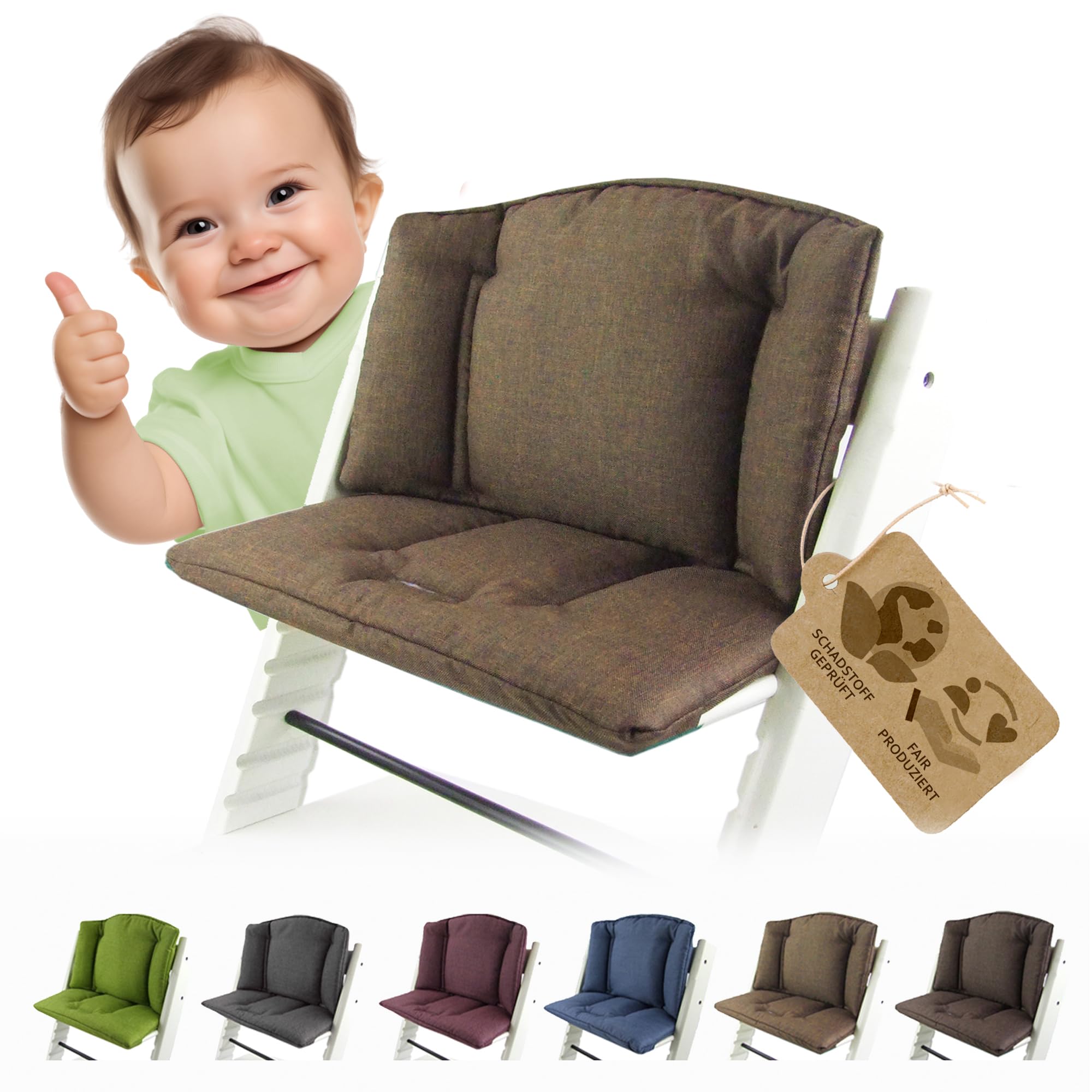 Sitzkissen Ersatzbezug Bezug Kissen-Set Sitzverkleinerer kompatibel mit Stokke Tripp Trapp für Hochstuhl-Kinderstuhl Mod. 1 (meliert hellbraun)