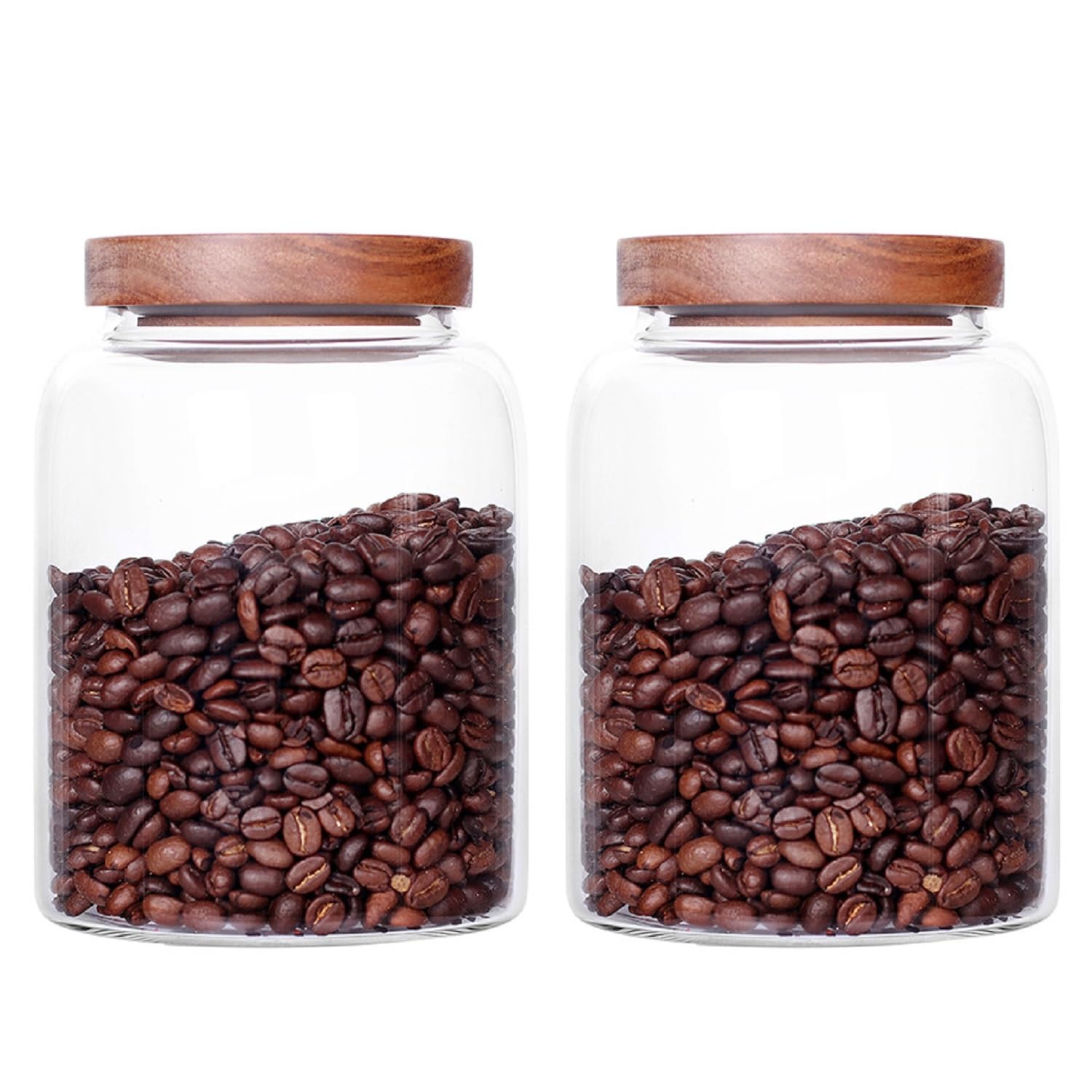 EdirFtra Glass Jar with Airtight Wood Lid - Coffee Bean & Pasta Canister