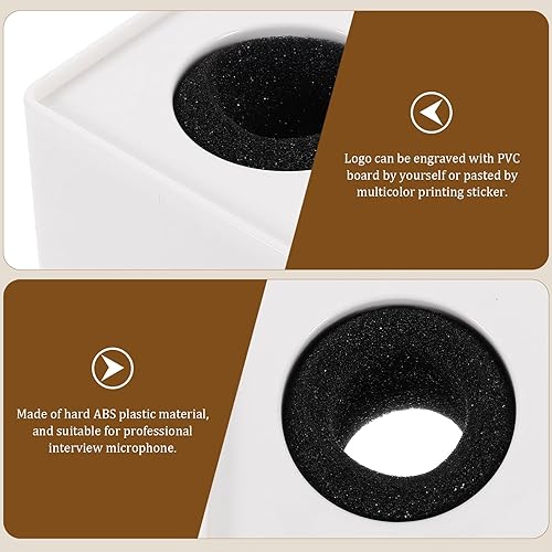 Miniatura 4 de Tinksky Micrófono de la bandera de la estación de logotipo ABS portátil cuadrado en forma de cubo micrófono de entrevista para entrevista KTV