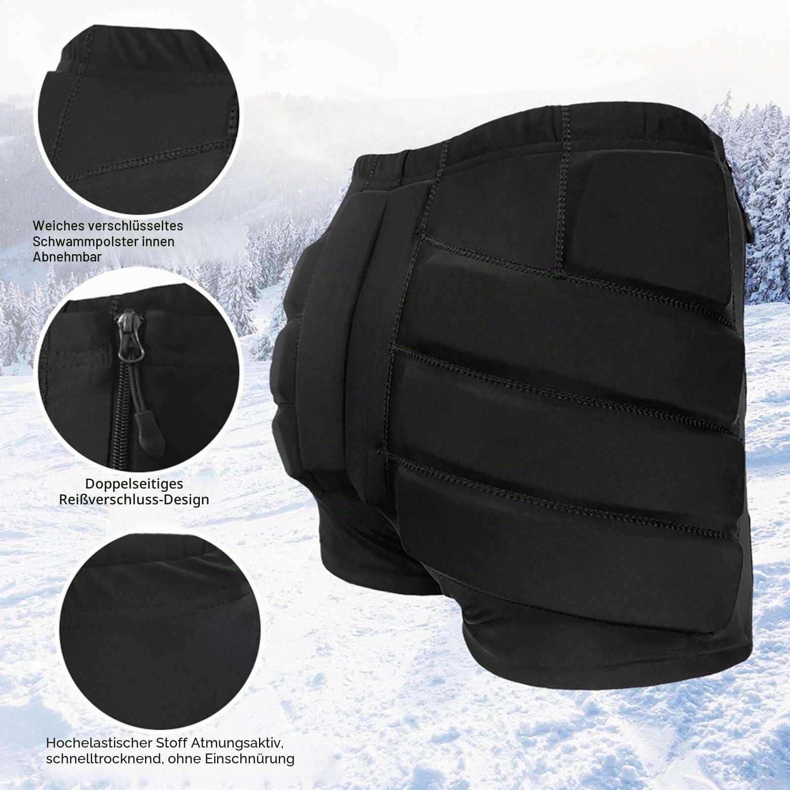 Skating butt pad, Verdickte Polsterung Hüftschutz Shorts (XL)