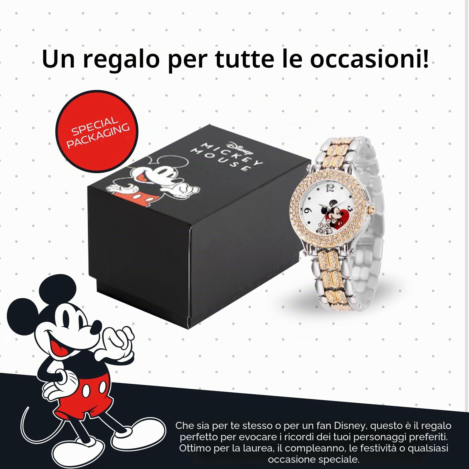 Disney Orologio Analogico al Quarzo Giapponese Unisex Adulti con Cinturino in Metallo WDS001198